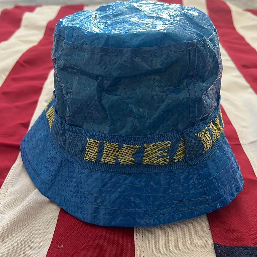 IKEA Blue Bucket Hat with Yellow Logo (never worn) - Picture 9 of 10